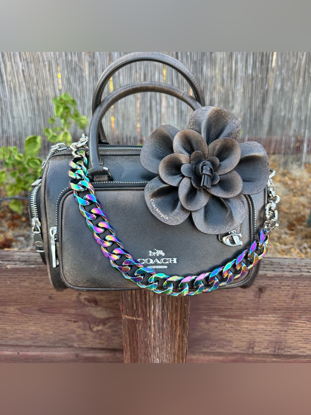 Novelty Strap| Bag Strap| ‘Oil Slick’ Chunky Metal Chain Link| Heart Shaped